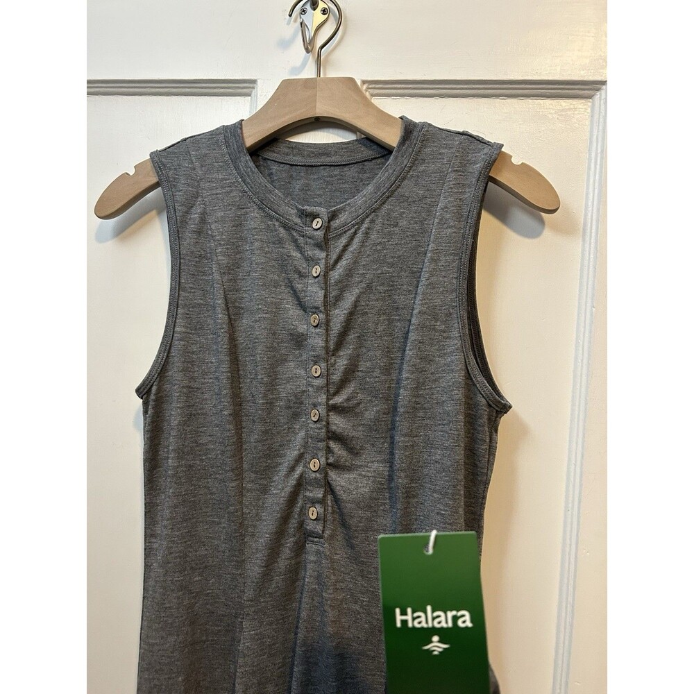 Halara NWT Gray Maxi Tank Dress Button Front Size M Flowy Casual Lounge Beach